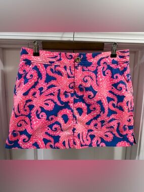 Lilly Pulitzer Nicki Skort Skirt Ikat Blue Mocean Size 8